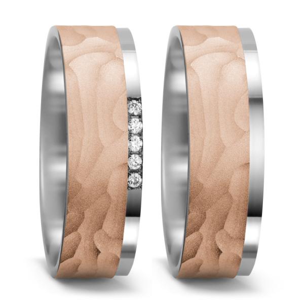 Weidner Trauringe Weiss-Rosegold 62174 + 72174